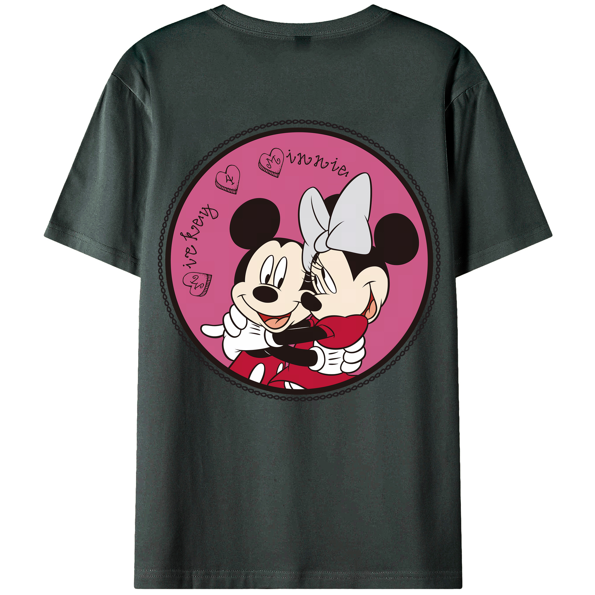 （画像用） ミッキーマウス Mickey Mouse 綿100％ メンズ半袖Tシャツ（バックプリント） 通気性